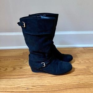 Girls Report Black Wedge Boots Size 6